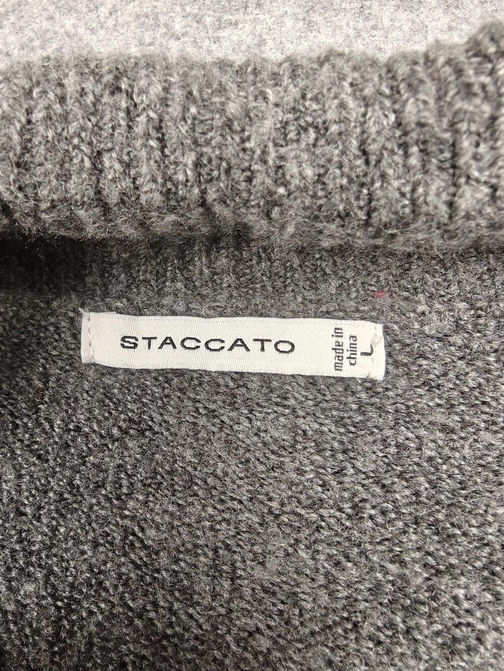 STACCATO Cardigan Womens Large Gray Chunky-Knit Collared Button Pocket - Picture 3 of 8